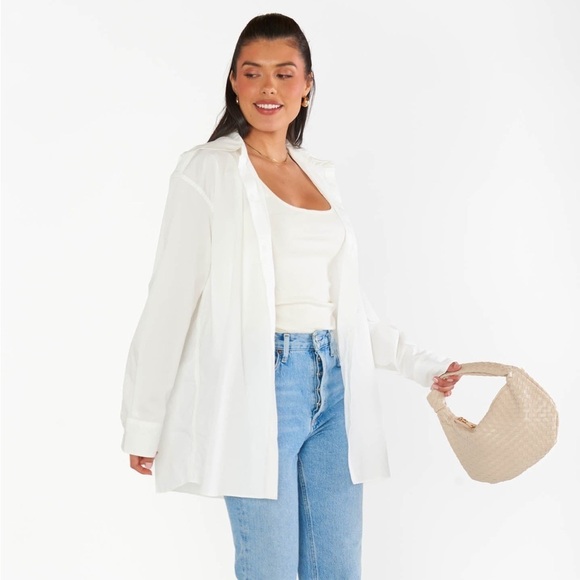 SHOW ME YOUR MUMU Banks Button Down Shirt In White Poplin - Picture 8 of 12